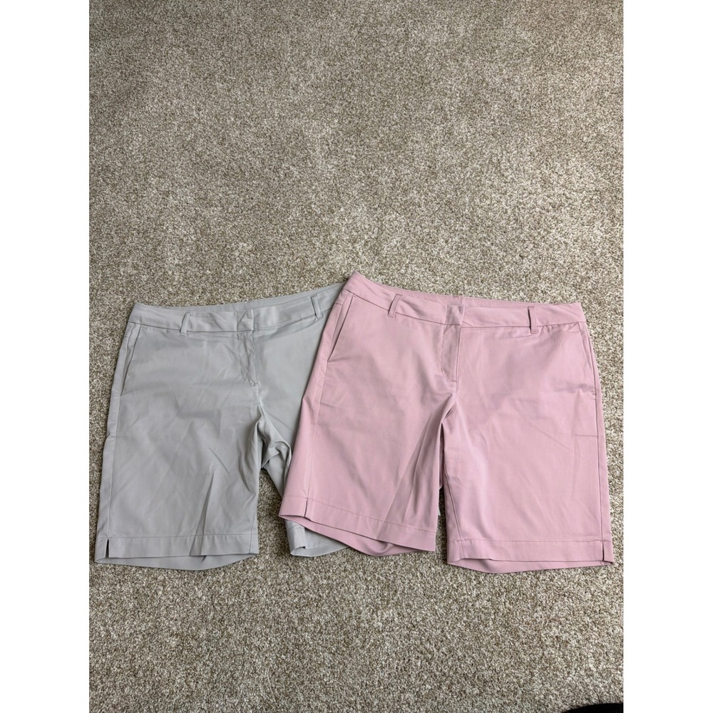 Three Sixty Six Womens Bermuda Golf Shorts Bundle Grey Pink Size 10 Lot of 2